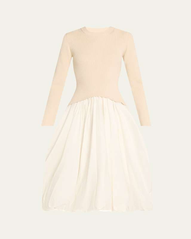 Kenlie Long-Sleeve Bubble Midi Dress